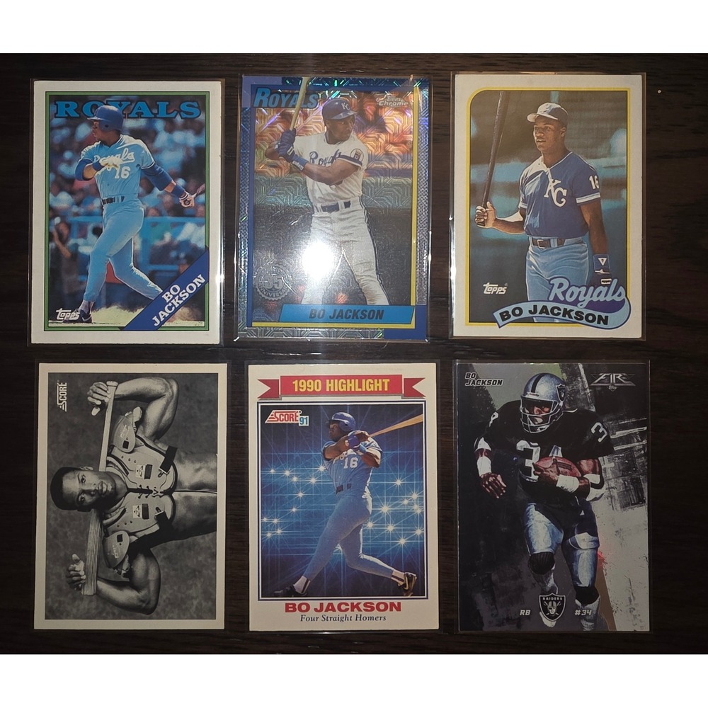 Bo Jackson Baseball & Football Card Lot - Topps Score 1990's Royals‎ Raiders
